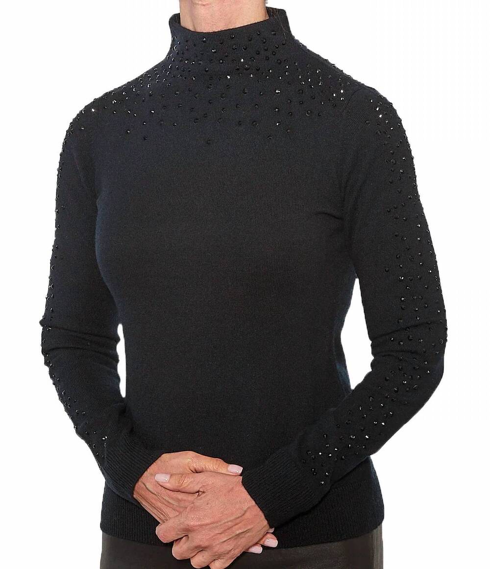 NEW KINROSS crystal explosion turtleneck sweater in black